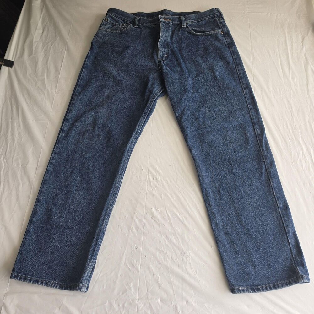 Wrangler 9760WDR Jeans Mens 36x30 Blue Regular Straight Medium Wash Zip Fly